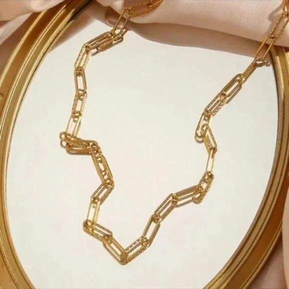 \\ NEW \\ 18K GOLD \\ THIN LINK CHAIN NECKLACE - Picture 3 of 7